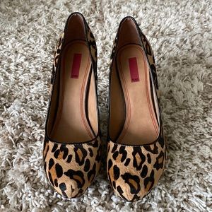 Leopard print hair calf platforms. Size 39.5.  Worn only once!